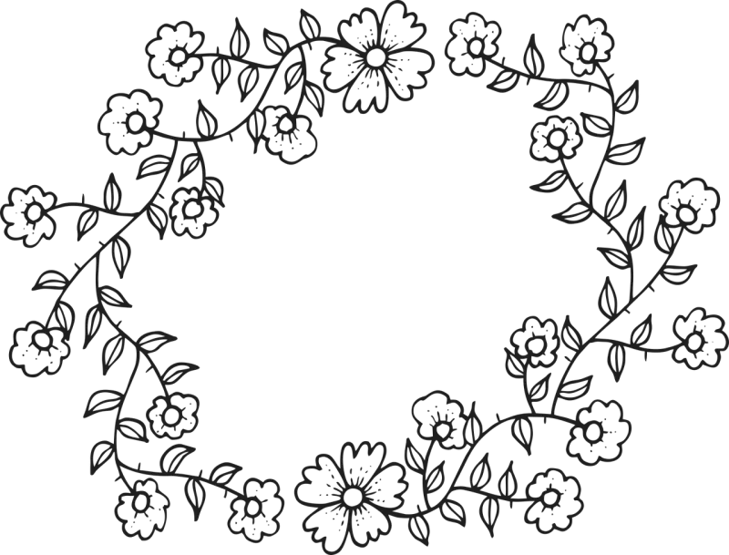 Flowers Wreath Circle Stickdatei – Blumen