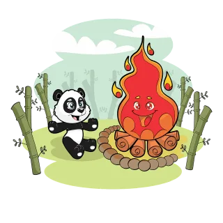 Panda Campfire Bamboo Stickdatei – Tiere