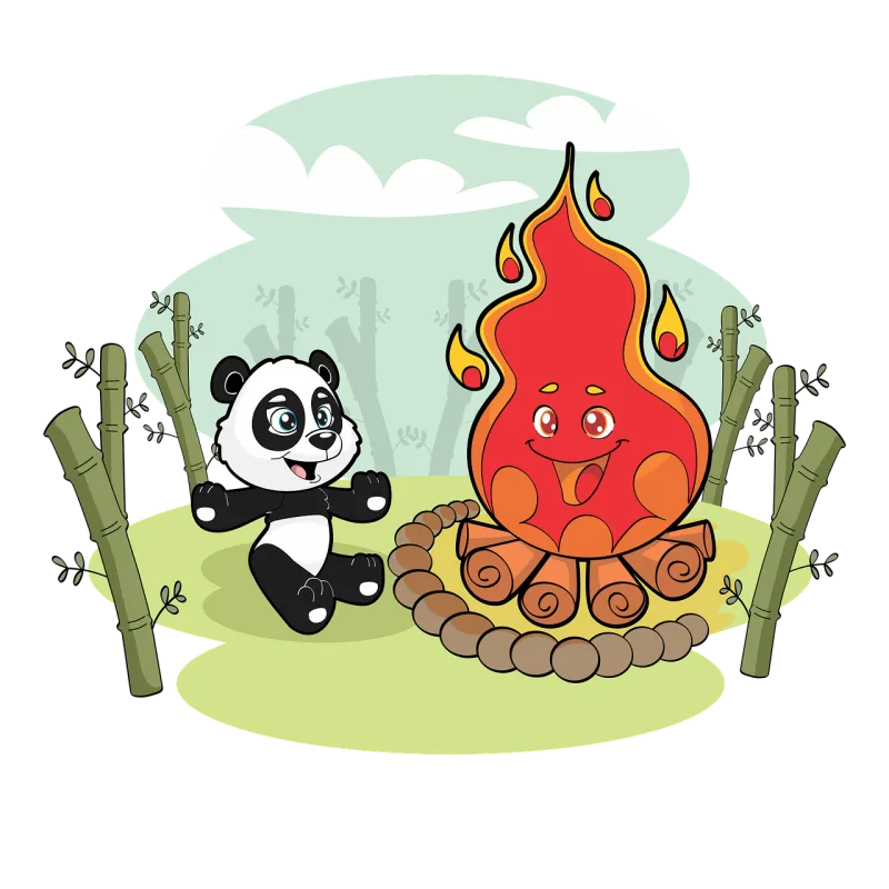 Panda Campfire Bamboo Stickdatei – Tiere