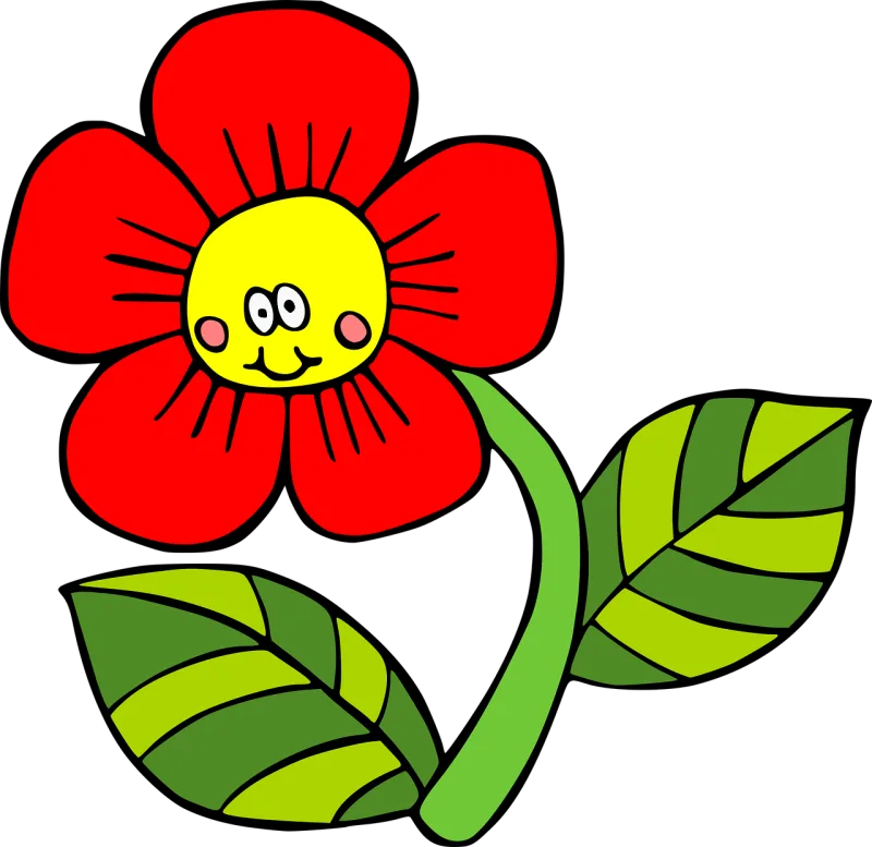 Cheerful flower Baby flower Cartoon flower Stickdatei – Herzen & Liebe