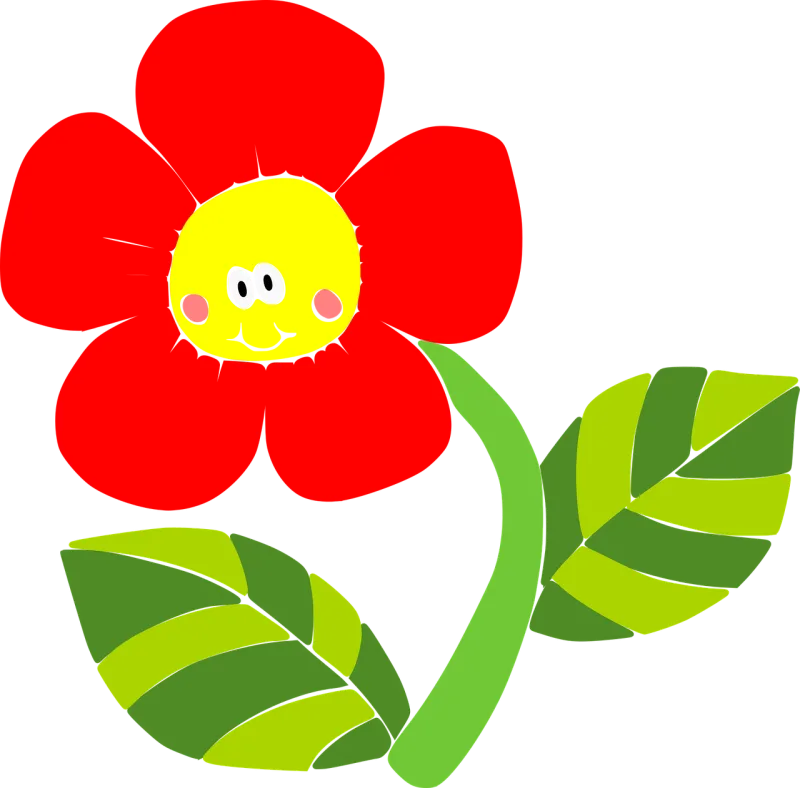 Cheerful flower Baby flower Cartoon flower Stickdatei – Herzen & Liebe