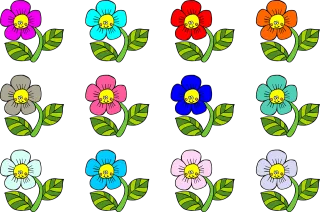 Cheerful flower Baby flower Cartoon flower Stickdatei