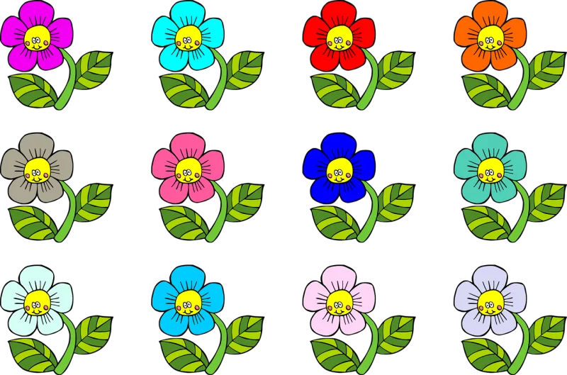 Cheerful flower Baby flower Cartoon flower Stickdatei – Herzen & Liebe