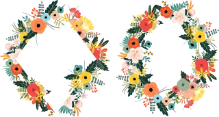 Frame Flowers Wreath Stickdatei