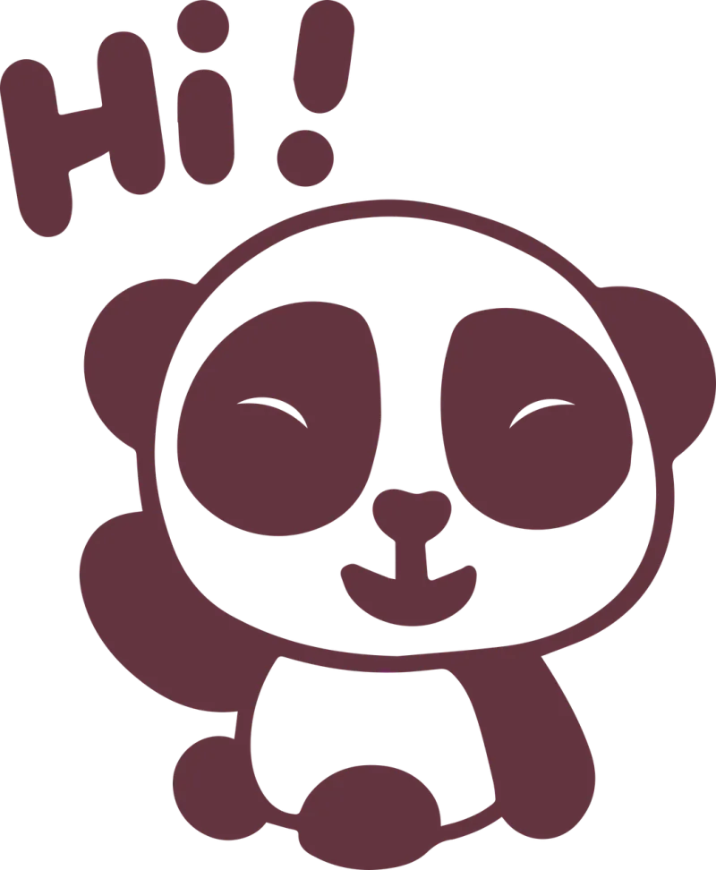 Baby panda Hi Silhouette Stickdatei – Tiere