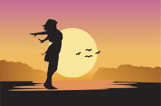 Sunset Girl Dance Stickdatei