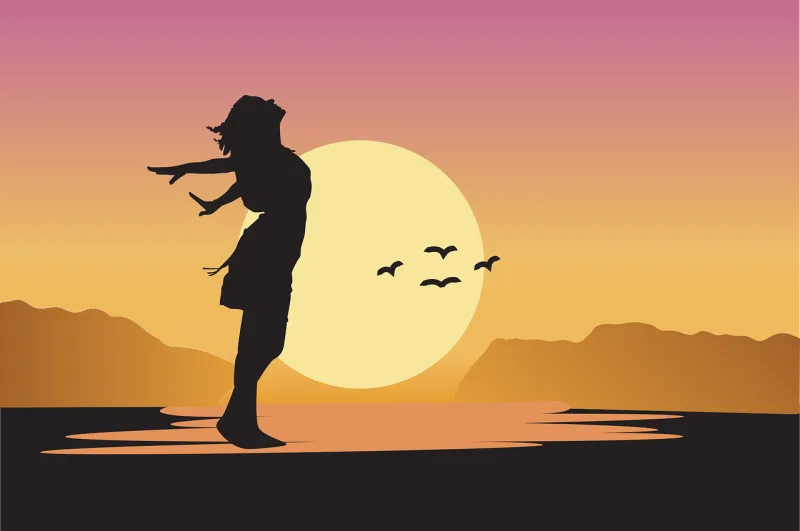 Sunset Girl Dance Stickdatei – Natur