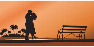 Couple Sunset Beach Stickdatei