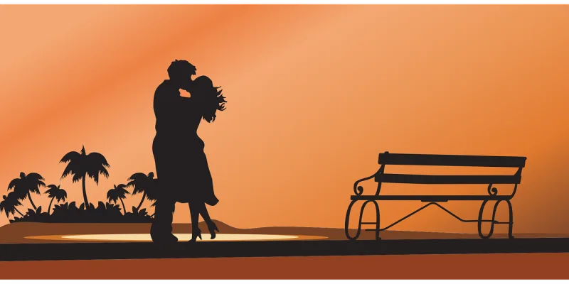 Couple Sunset Beach Stickdatei – Herzen & Liebe