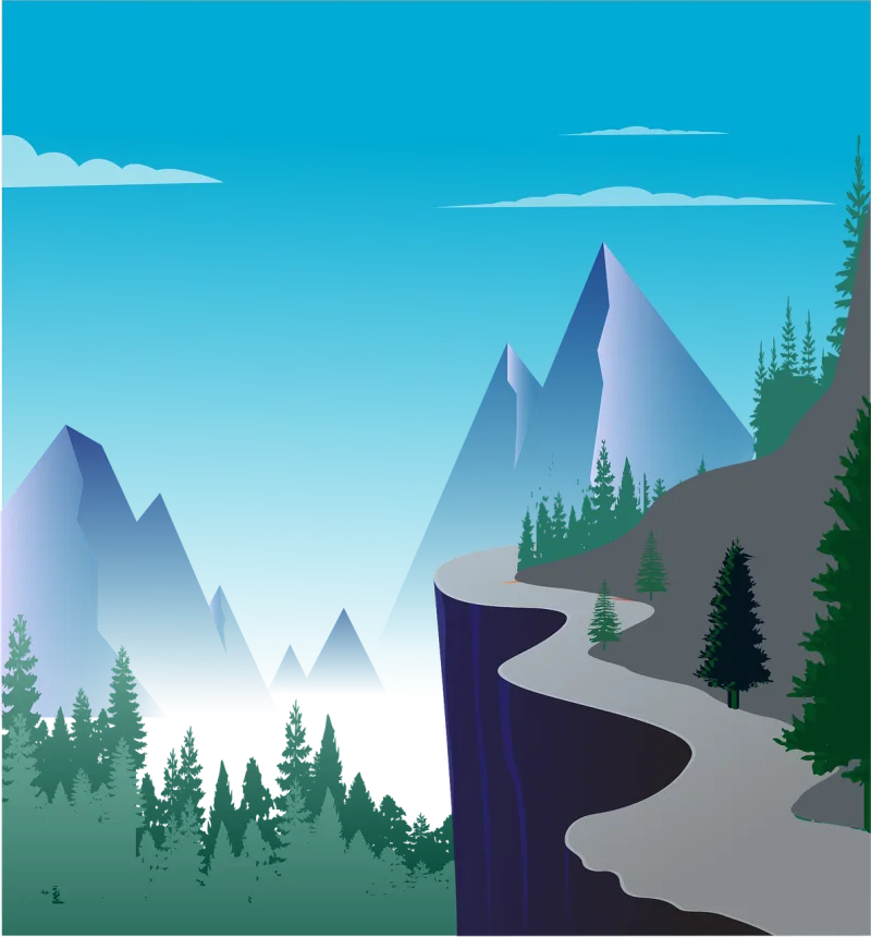 Mountains Road Forest Stickdatei – Natur