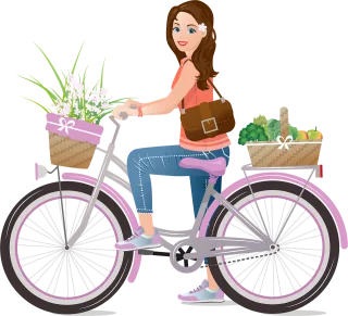 Bicycle Basket Woman Stickdatei