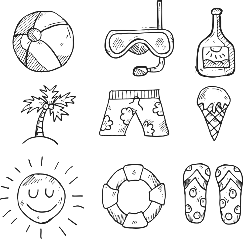 Summer Travel Icon Stickdatei – Kinder