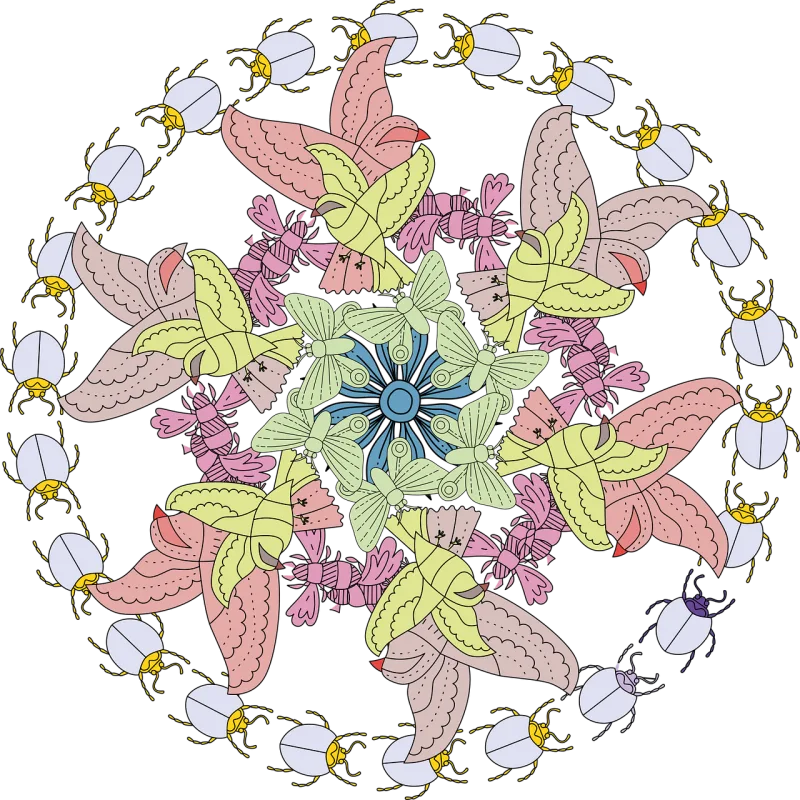 Mandala Colourful Circular pattern Stickdatei – Tiere