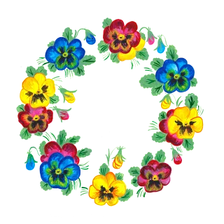 Pansies Wreath Frame Stickdatei