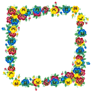 Pansies Flowers Frame Stickdatei – Blumen
