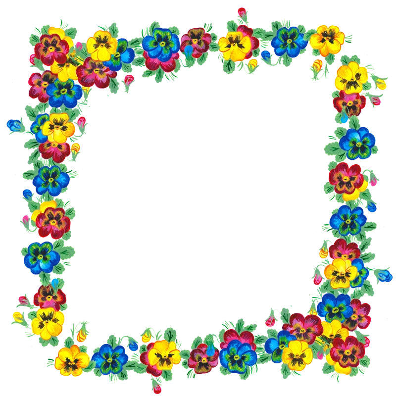 Pansies Flowers Frame Stickdatei – Blumen