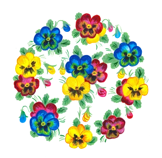 Pansies Flowers Wreath Stickdatei