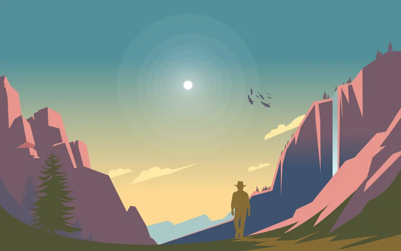 Mountains Road Cowboy Stickdatei – Natur