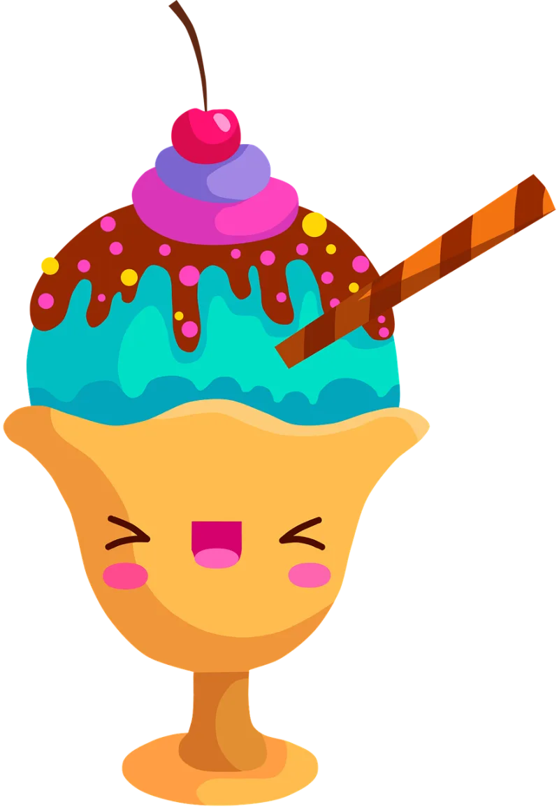 Ice cream Dessert Kawaii Stickdatei – Essen & Trinken
