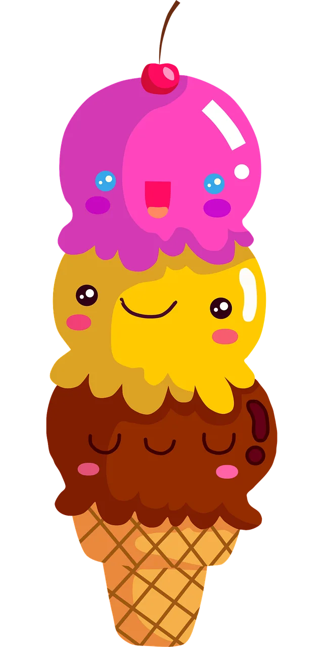 Ice cream Dessert Kawaii Stickdatei – Essen & Trinken