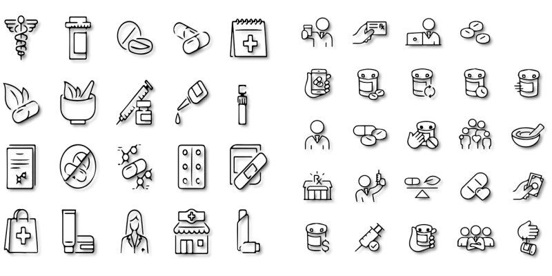 Medical Medicine Icons Stickdatei – Herzen & Liebe