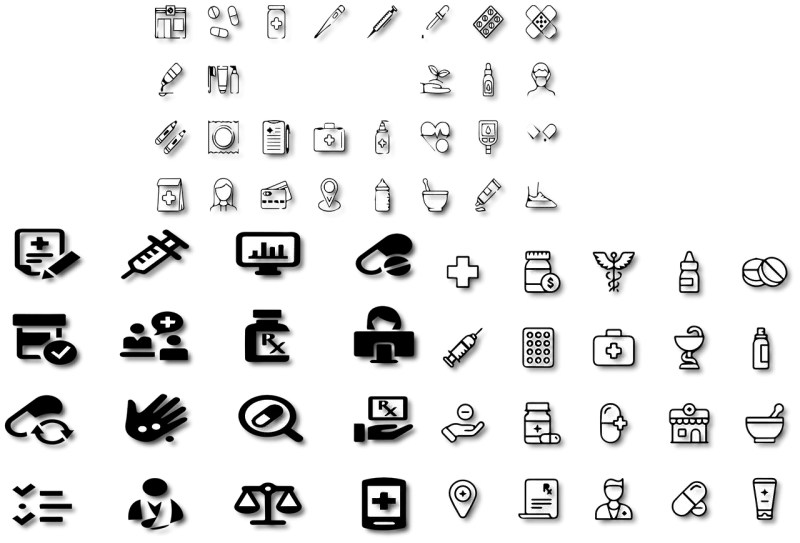 Medical Medicine Icons Stickdatei – Herzen & Liebe