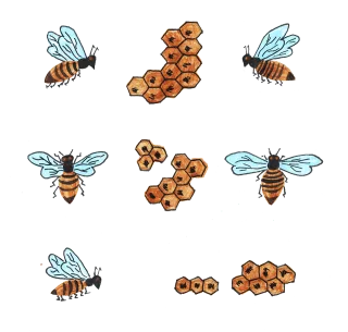 Bees Insects Honeycomb Stickdatei – Tiere