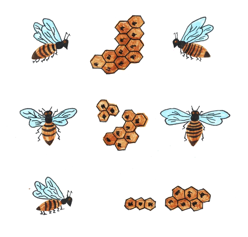 Bees Insects Honeycomb Stickdatei – Tiere