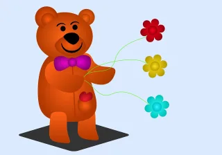 Bear Happy Flowers Stickdatei