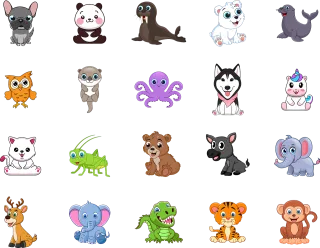 Animals Cute Collection Stickdatei