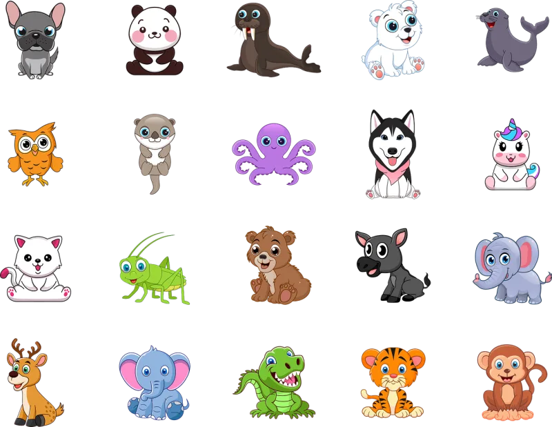 Animals Cute Collection Stickdatei – Tiere