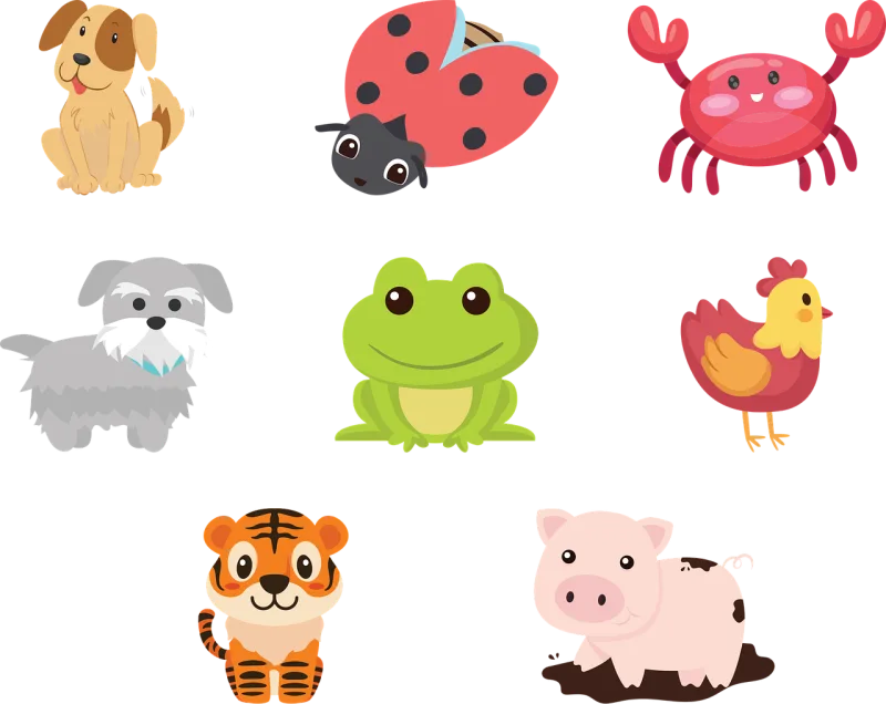 Animals Cartoon Collection Stickdatei – Tiere