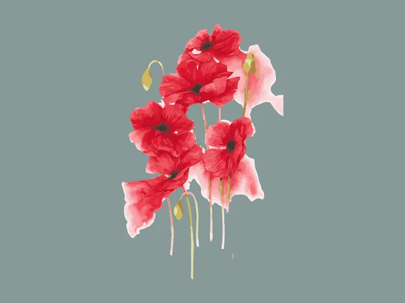 Watercolor Flowers Art Stickdatei – Herzen & Liebe