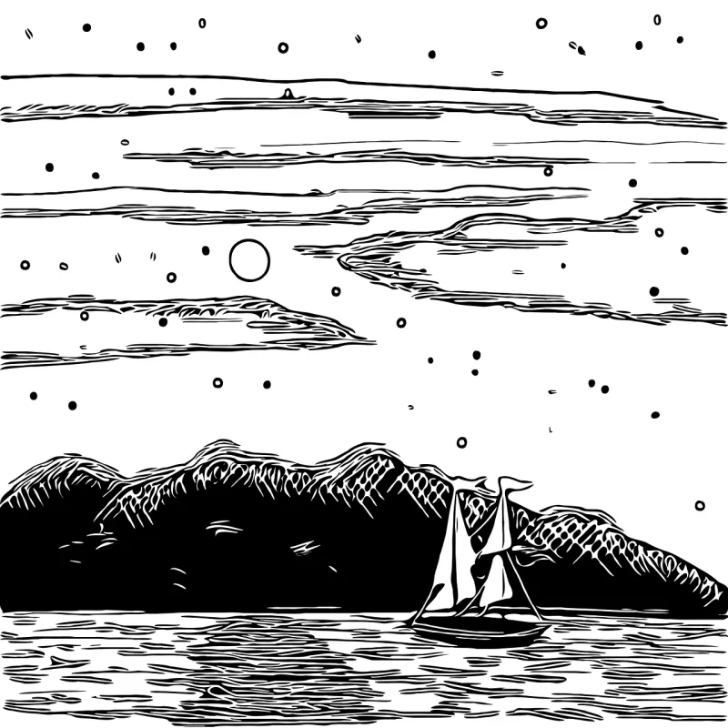 Mountains Sailboat Ship Stickdatei – Fahrzeuge