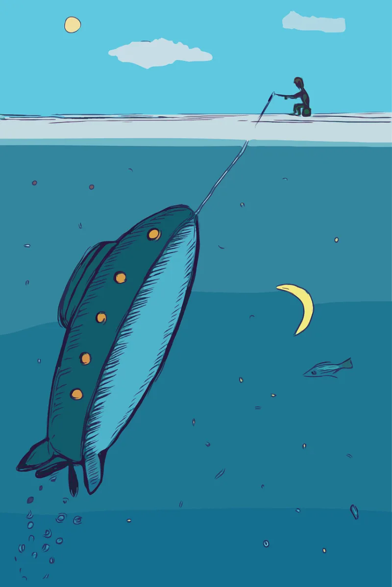 Submarine Fishing Sea Stickdatei – Tiere
