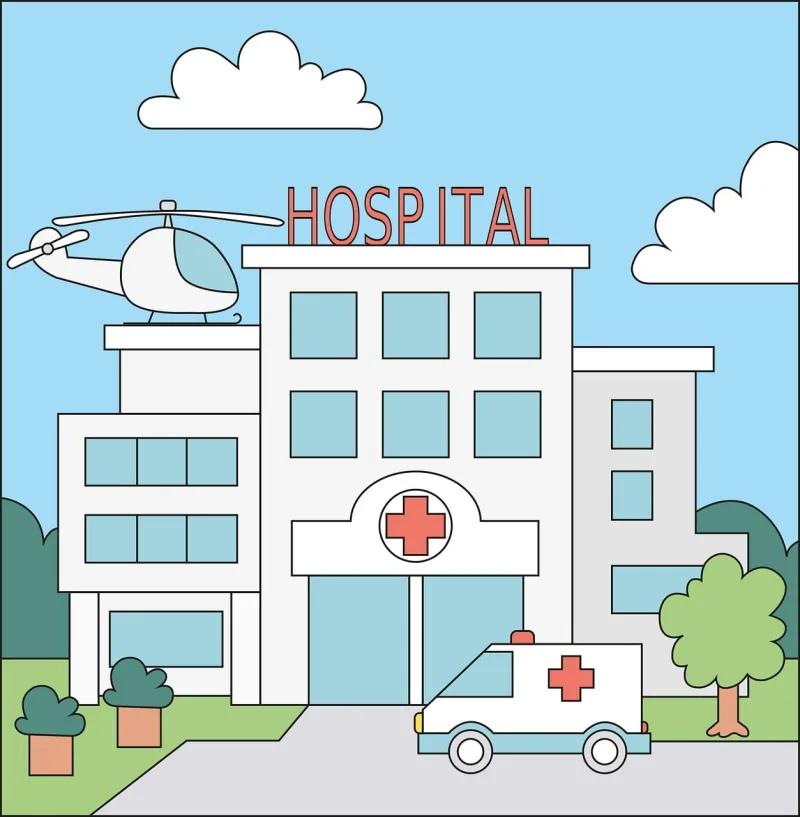 Hospital Building Ambulance Stickdatei – Fahrzeuge