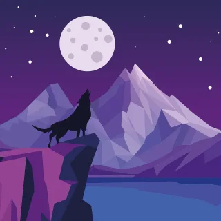 Wolf Howling Full moon Stickdatei