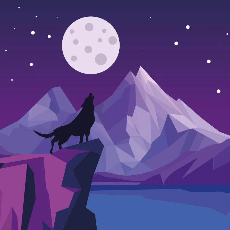 Wolf Howling Full moon Stickdatei – Natur