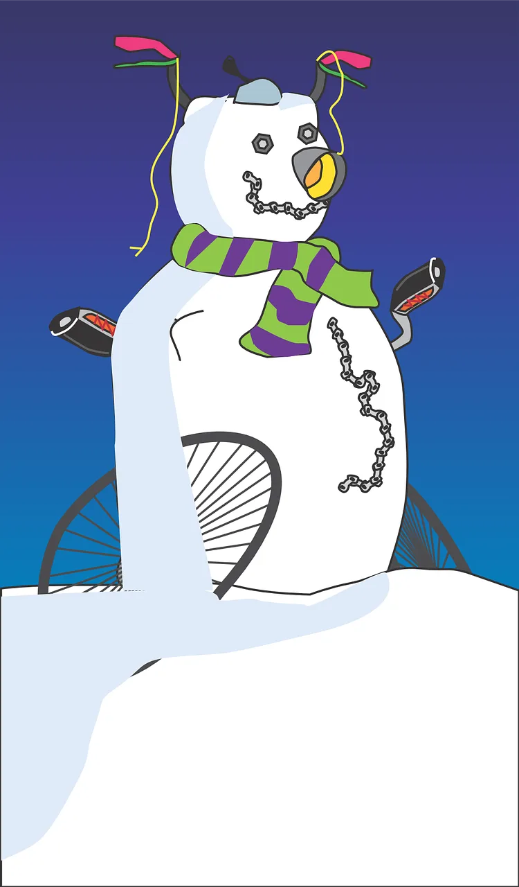 Snowman Winter Bike Stickdatei – Weihnachten