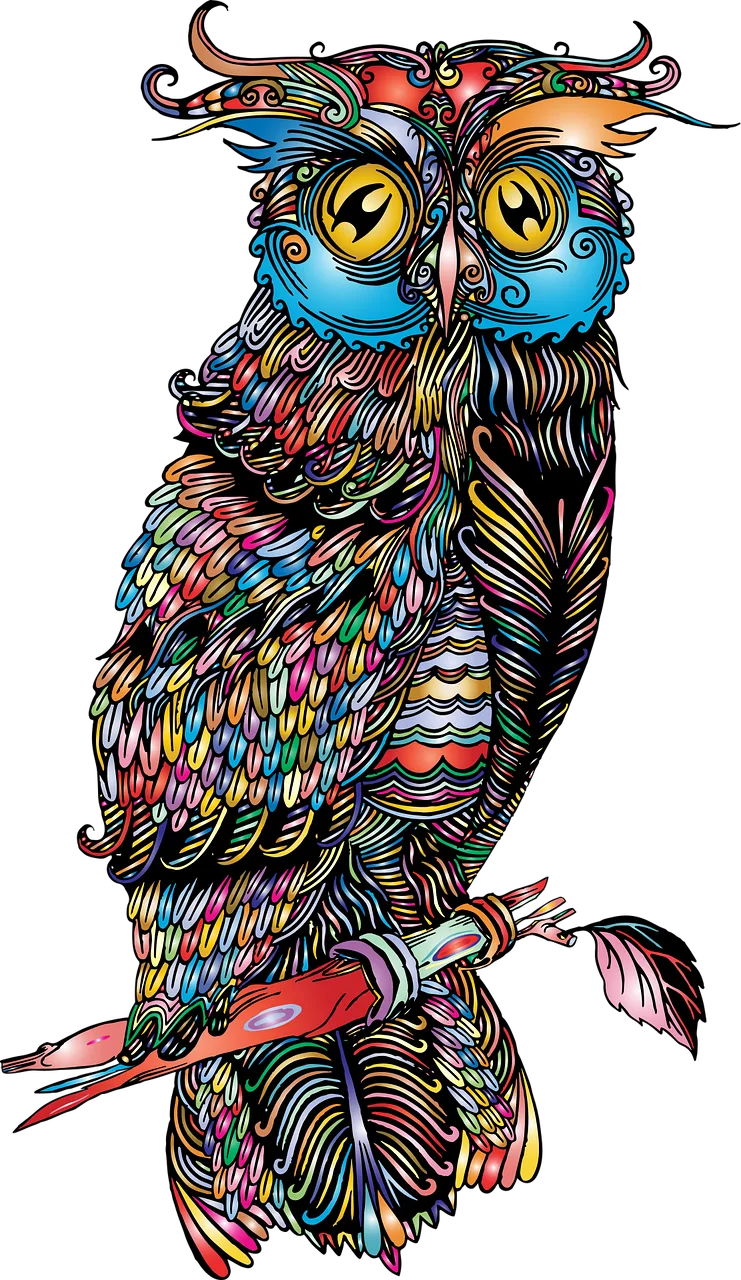 Bird Owl Drawing Stickdatei – Tiere