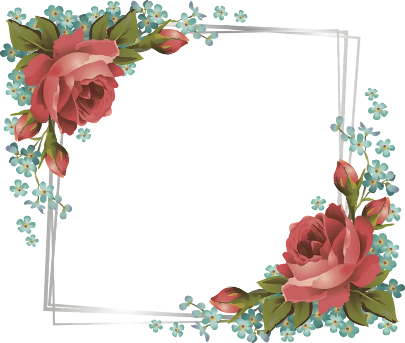 Frame Boundary Design Stickdatei – Blumen