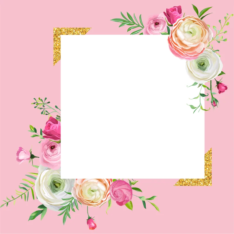 Frame Floral background Design Stickdatei – Blumen