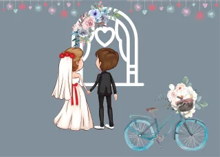 Wedding Love and cherish Couples Stickdatei