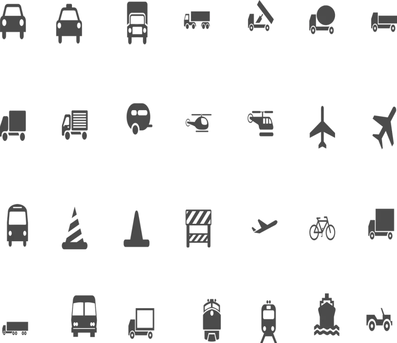 Vehicles Transport Icons Stickdatei – Fahrzeuge