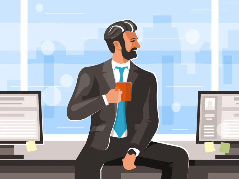 Businessman Workplace Office Stickdatei – Essen & Trinken