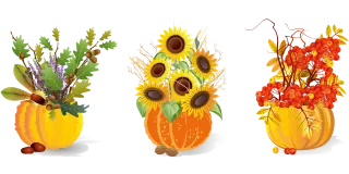 Autumn Flower arrangement Pumpkins Stickdatei
