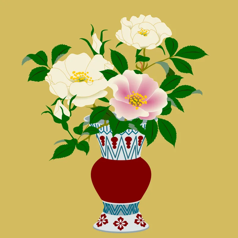 Roses Flower vase Flower arrangement Stickdatei – Blumen
