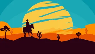 Cowboy Sunset Desert Stickdatei