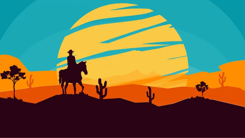 Cowboy Sunset Desert Stickdatei – Natur