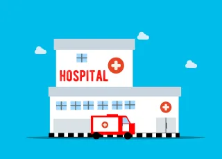Hospital Building Cartoon Stickdatei